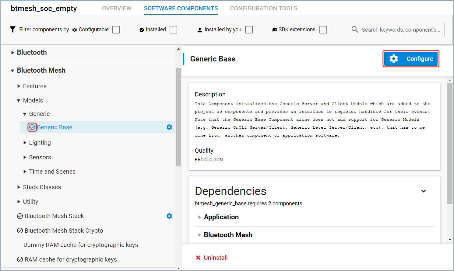 Configure control