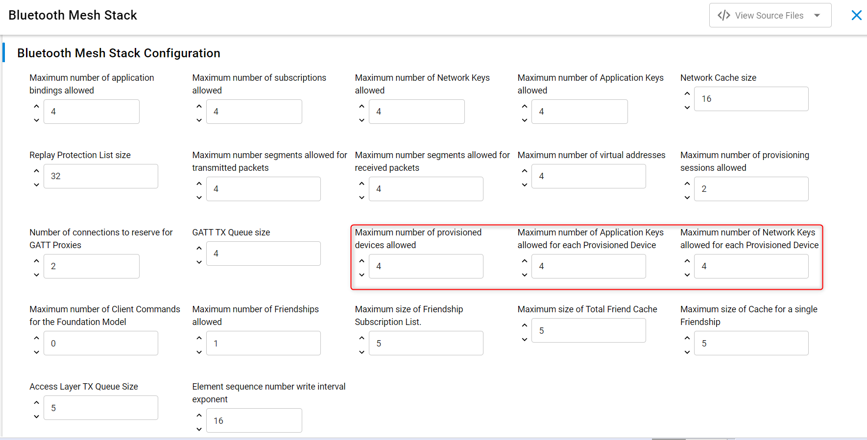 Bluetooth Mesh Stack Component - Provisioner Settings