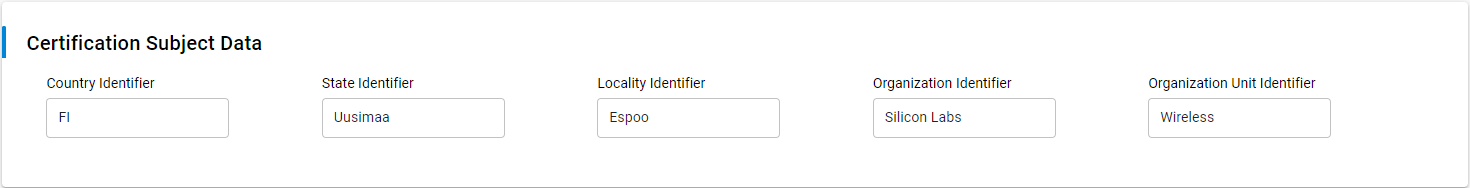 Certificate Subject Data field