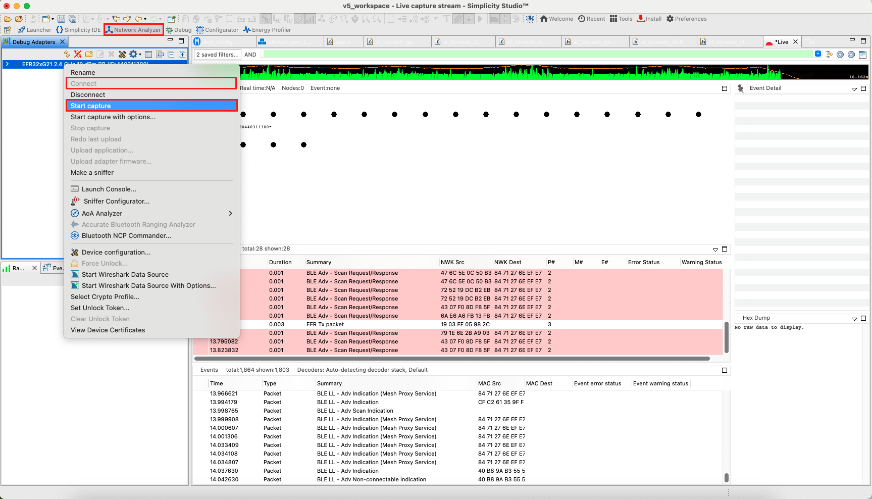 Starting Silicon Labs Network Analyzer