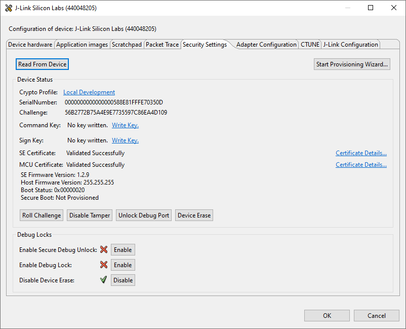 Configuration on Selected Device