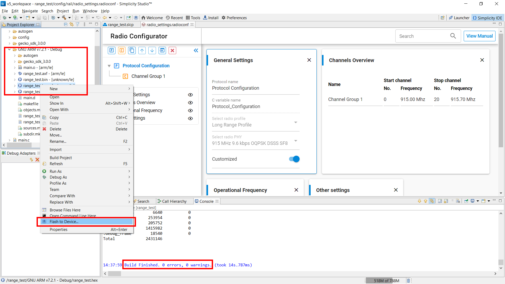 Build a Range Test Example Application 9