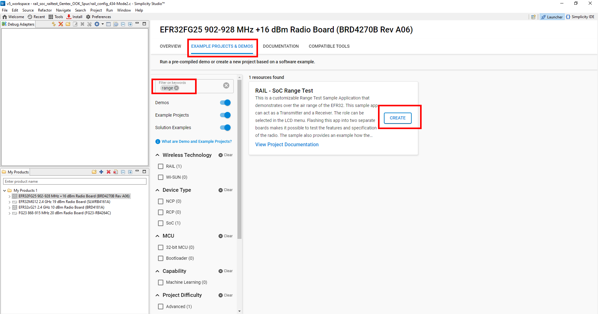 Build a Range Test Example Application 1