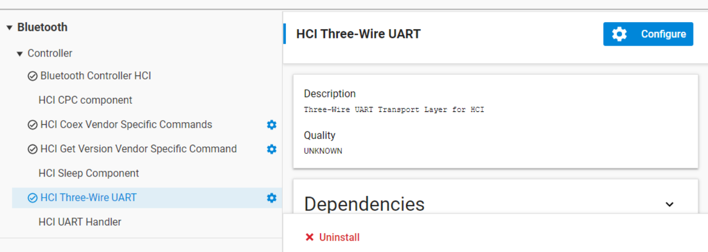 HCI Three-Wire UART component