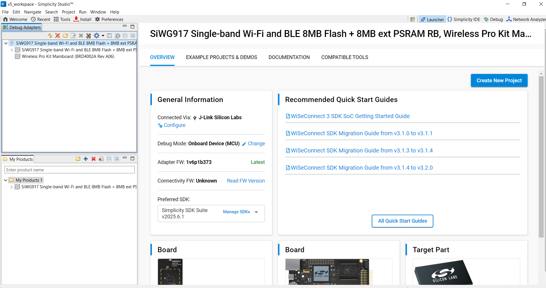 Board Detection in Simplicity Studio