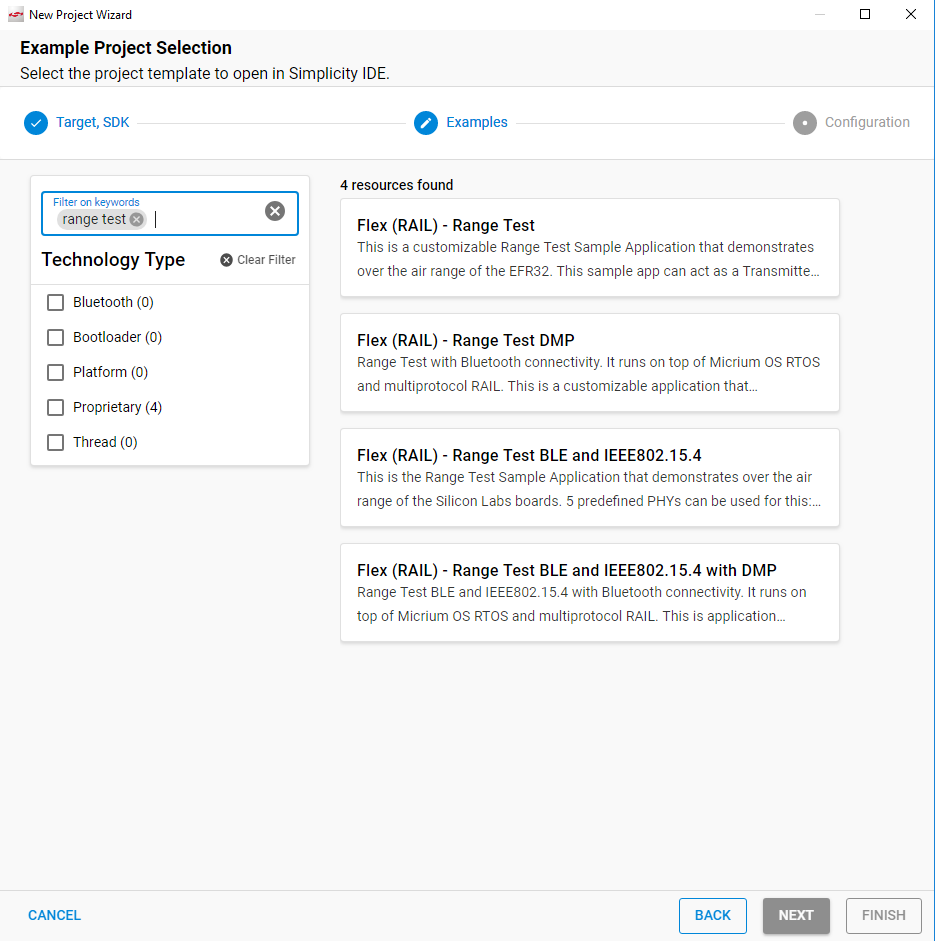 Example Browser in the New Project Wizard