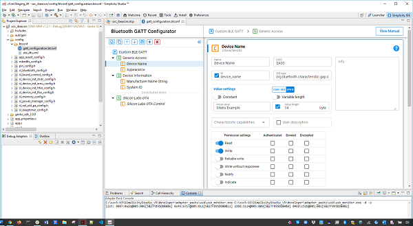 GATT Configurator with Settings Editor