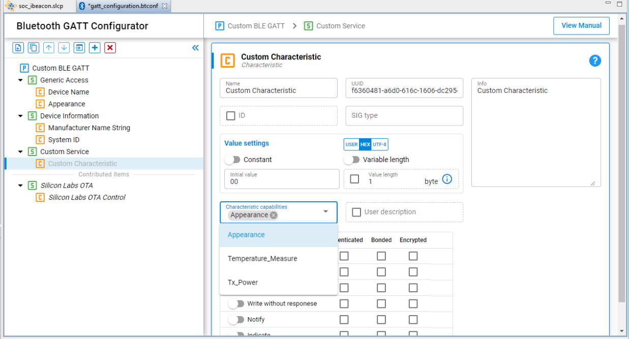 Including GATT-level Capabilities in a Characteristic