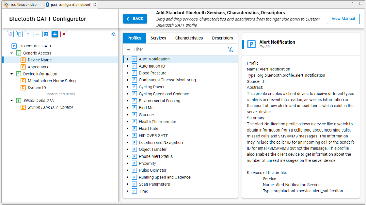 GATT Configurator with SIG Selector