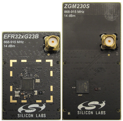 Z-Wave Development Radio Boards (Left: BRD4204D, Right: BRD4205B)
