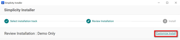 Customize Install link