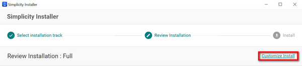 Customize Install link