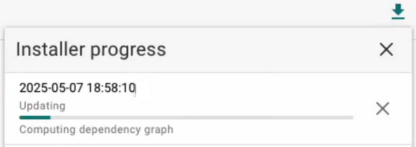 The status of a package in real time in the Installer Progress menu