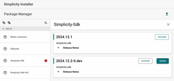 A package that needs to be updated displayed on the right side of the Package Manager page