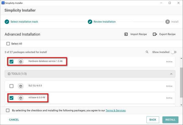 Select single packages to install