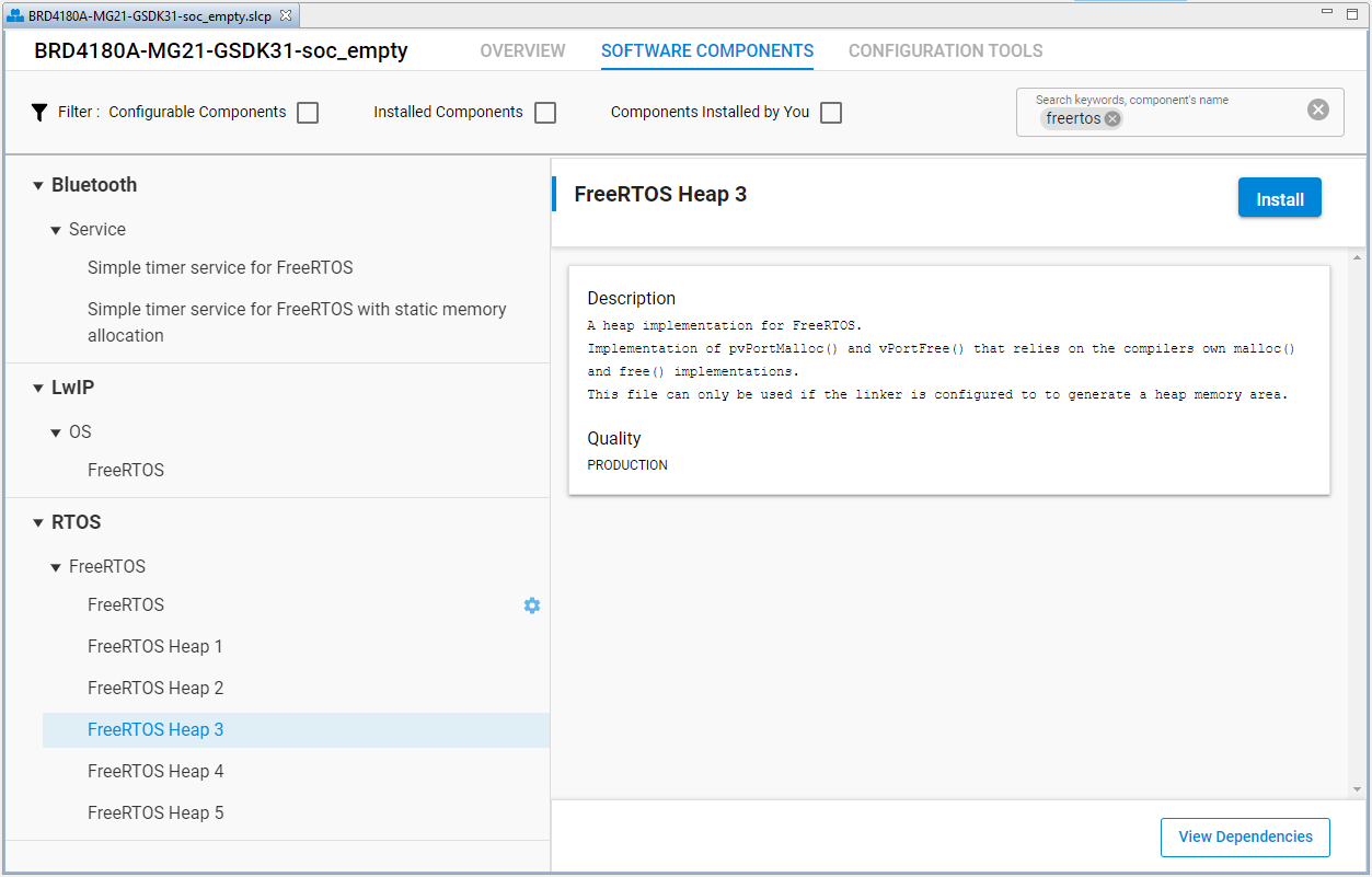 Free RTOS config