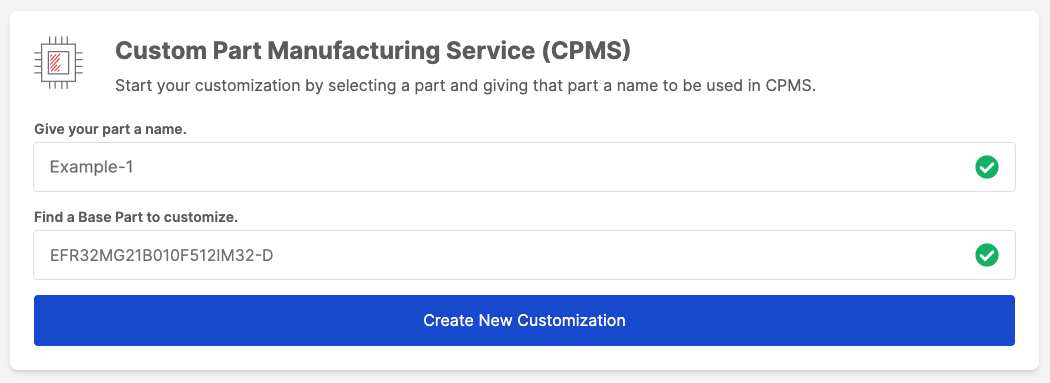 CPMS Part Selected screenshot