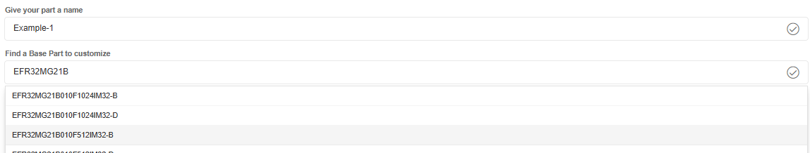 CPMS Part Selection screenshot