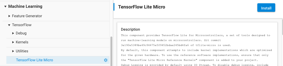Install the TensorFlow Lite Micro component