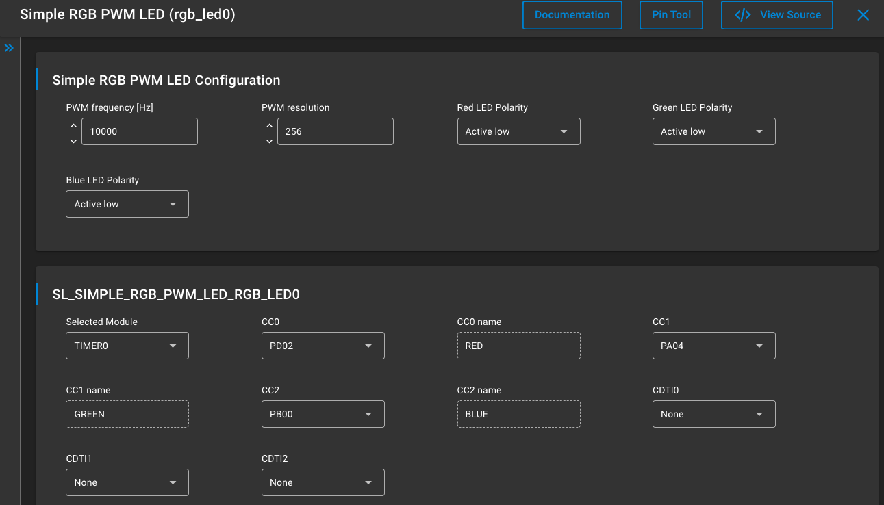 scenes RGB PWM LED config