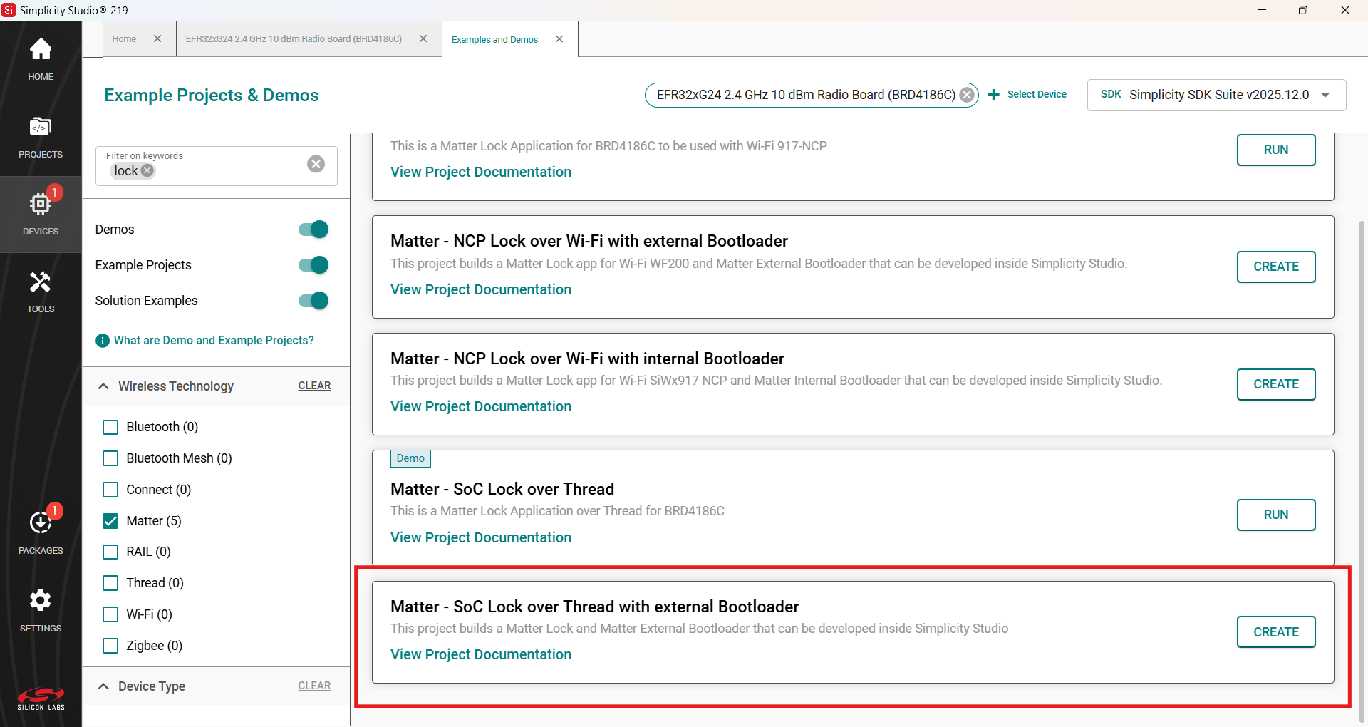 Matter SoC Lock over Thread Project