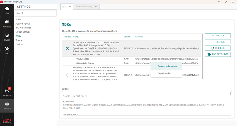 Matter Extension Browse to Location