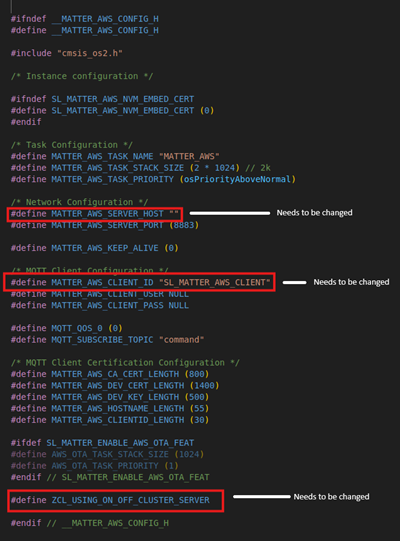 MatterAwsConfig.h File
