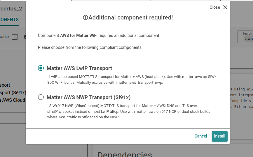 Matter AWS NWP Transport Component