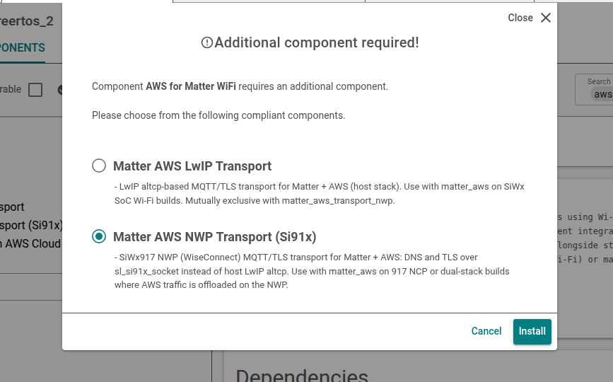 Matter AWS NWP Transport Component