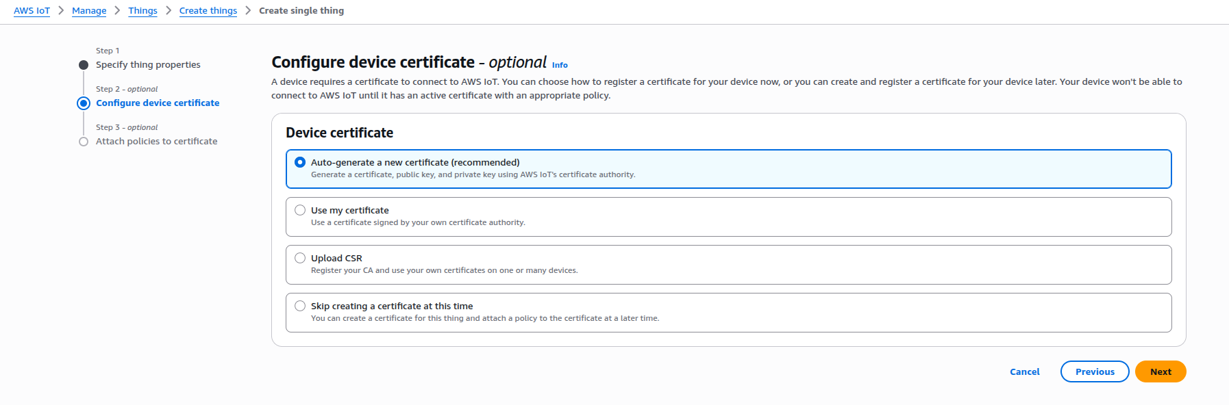 Auto-generate a new certificate