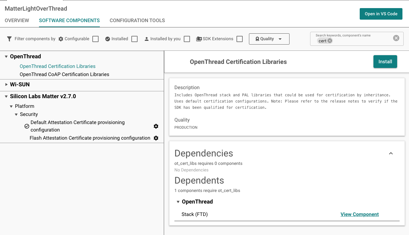 OpenThread Certification Libraries Component