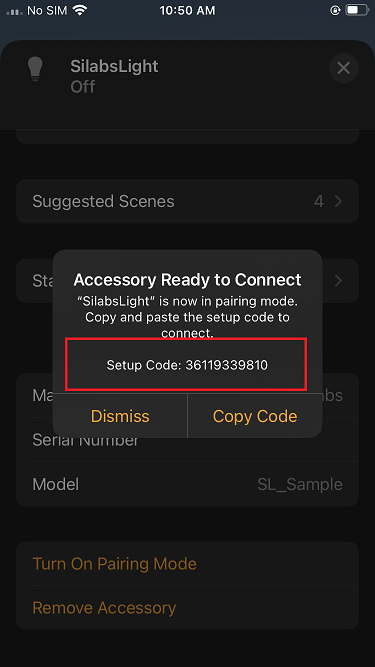 Apple Home App setup code