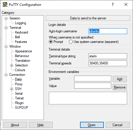 PuTTY Configuration