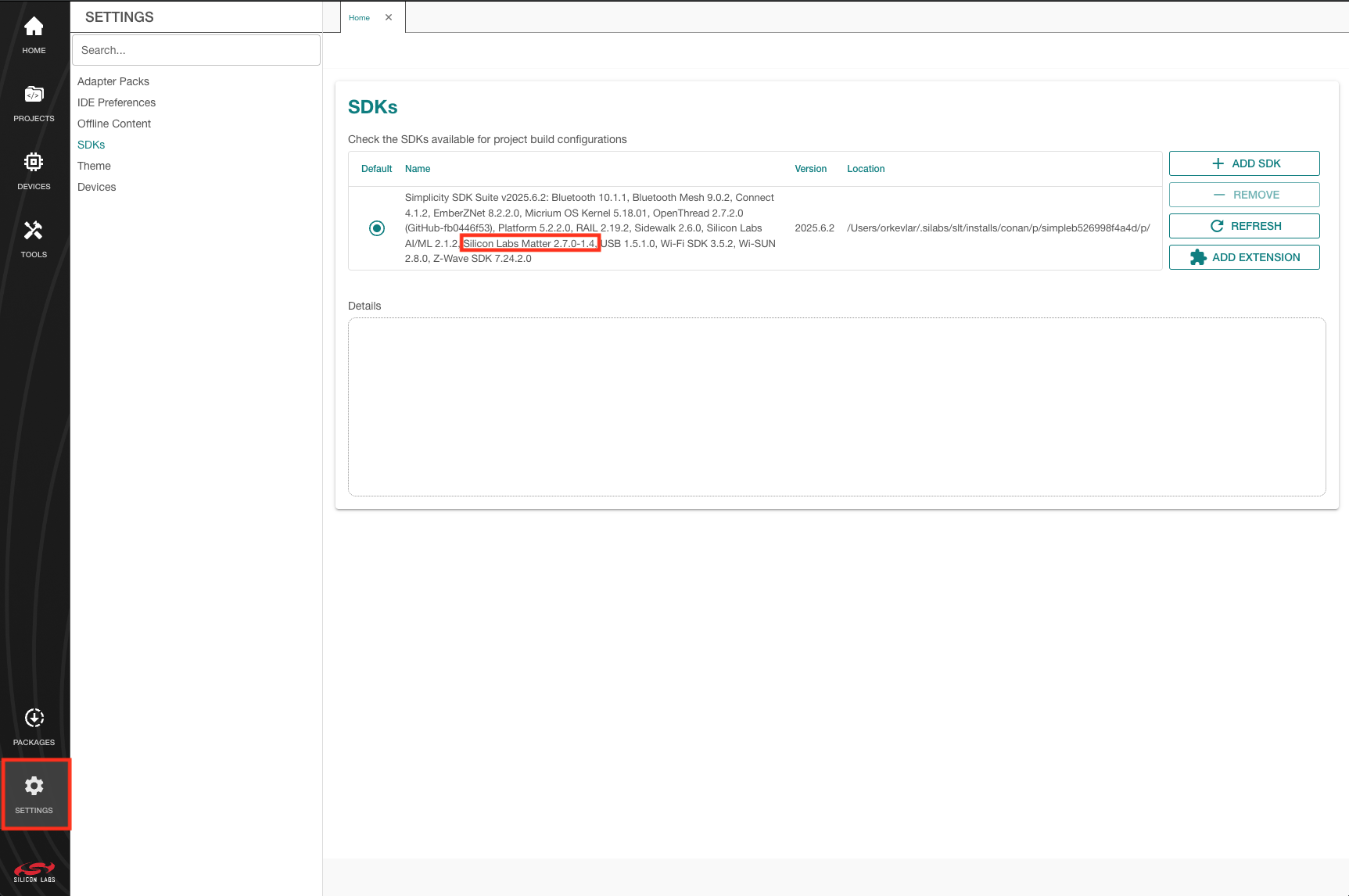 the Matter extension