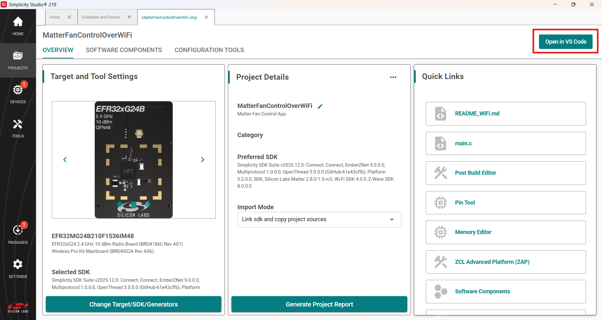 Open project in VS Code