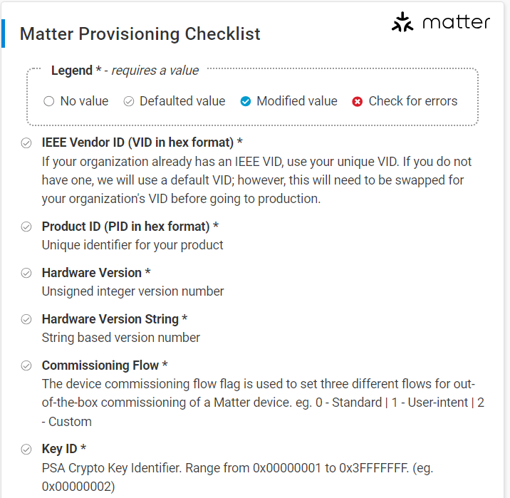 Matter Provisioning Tab