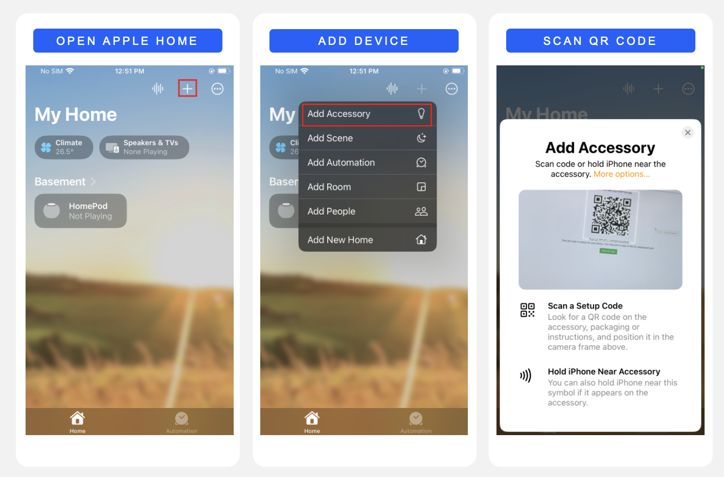 Adding a Matter device with Apple Home pod