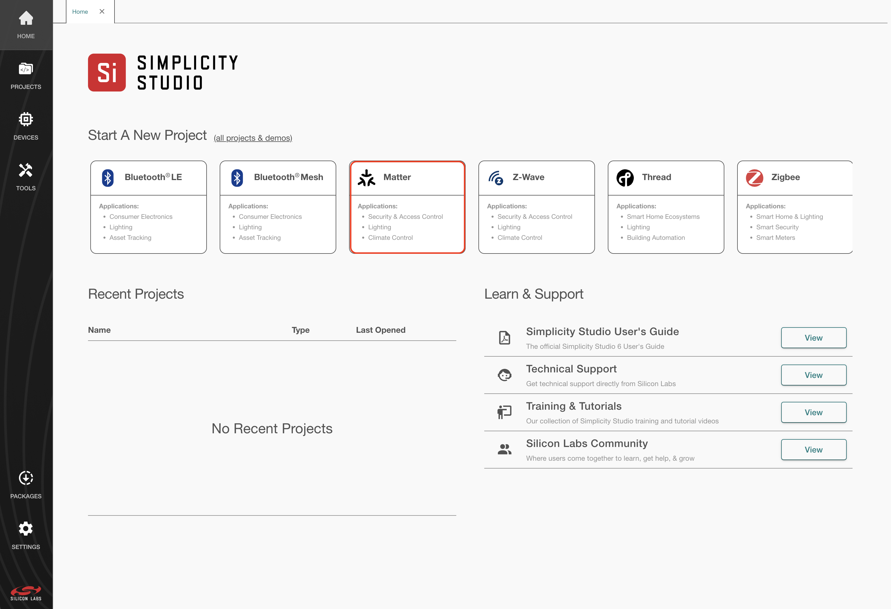 Simplicity Studio Launcher
