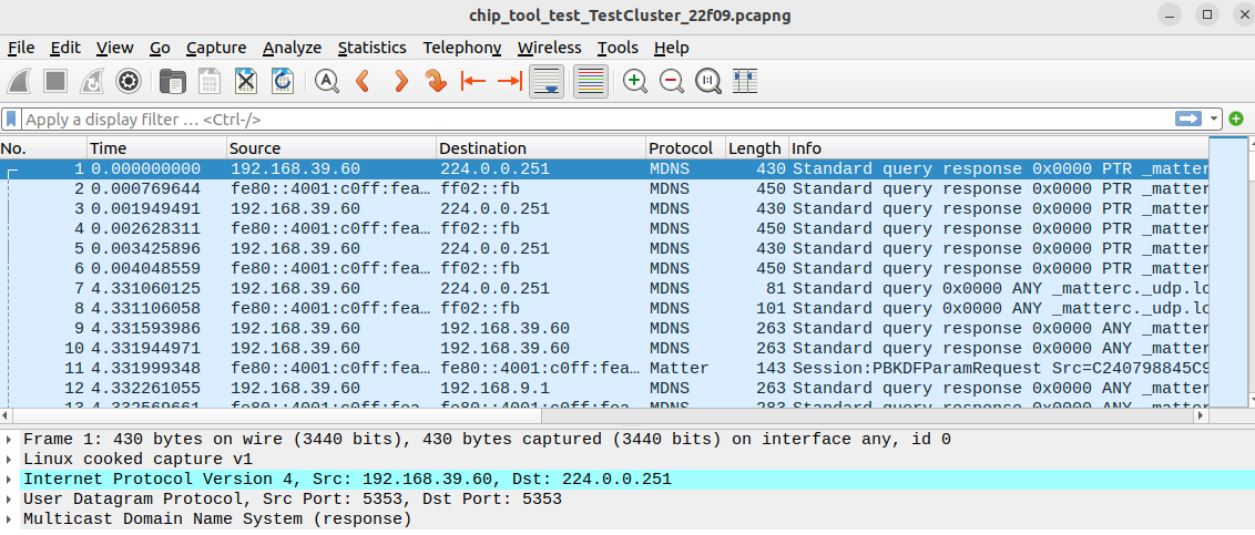 Wireshark Sample Matter Capture