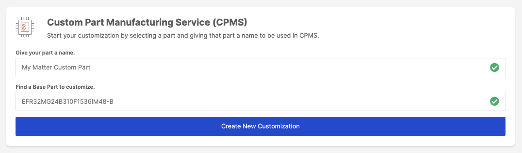 Create New Customization screenshot