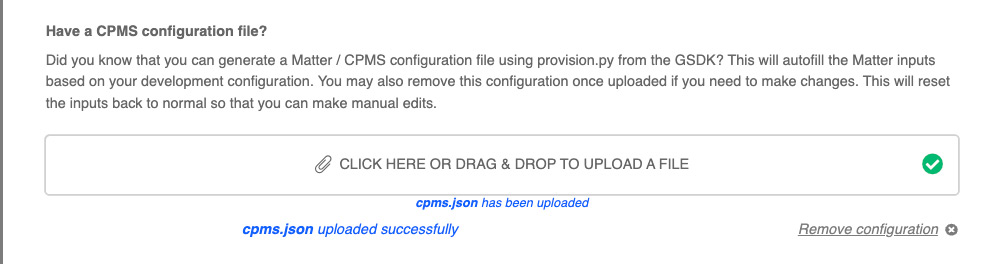 CPMS configuration file upload screenshot