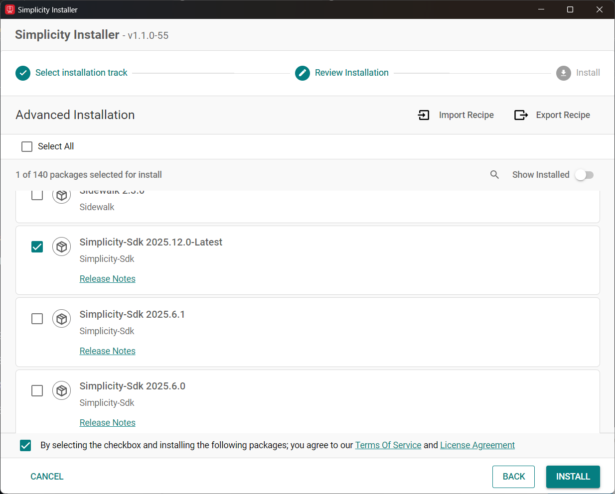 Simplicity SDK Installation