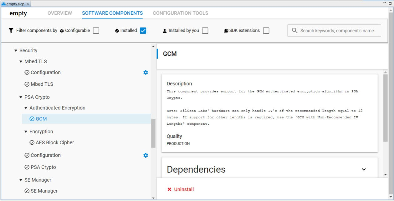 Security Software Components for PSA Crypt