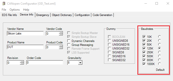 Figure - Default Baudrate
