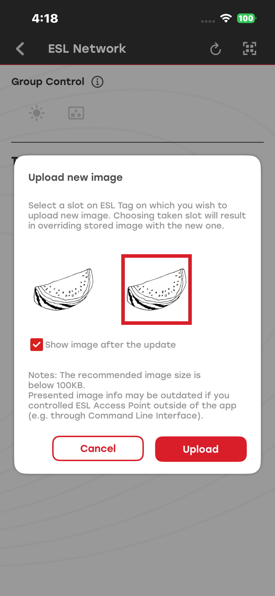 Upload new image