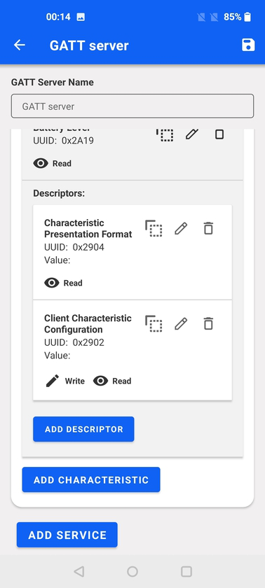 GATT Configurator Add Char