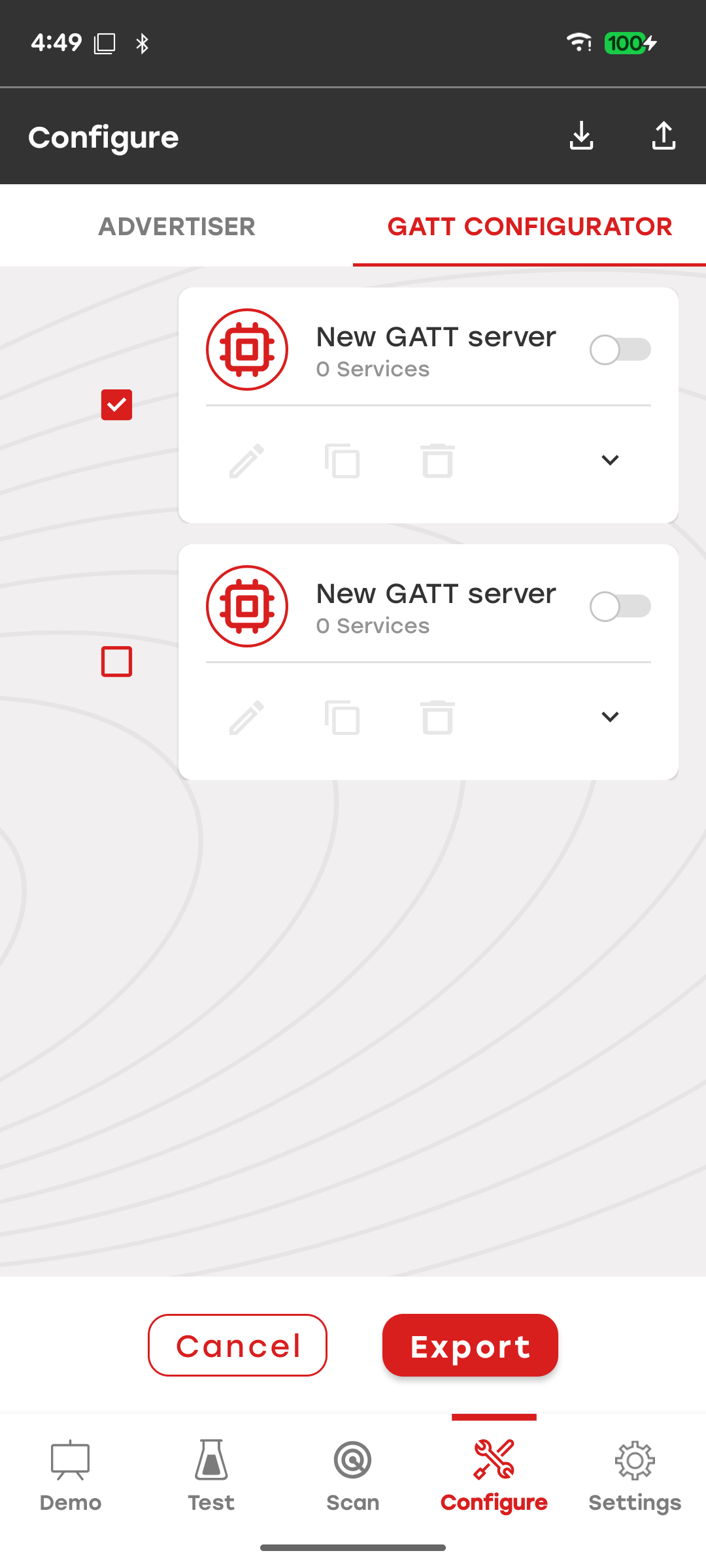 GATT Configurator Export