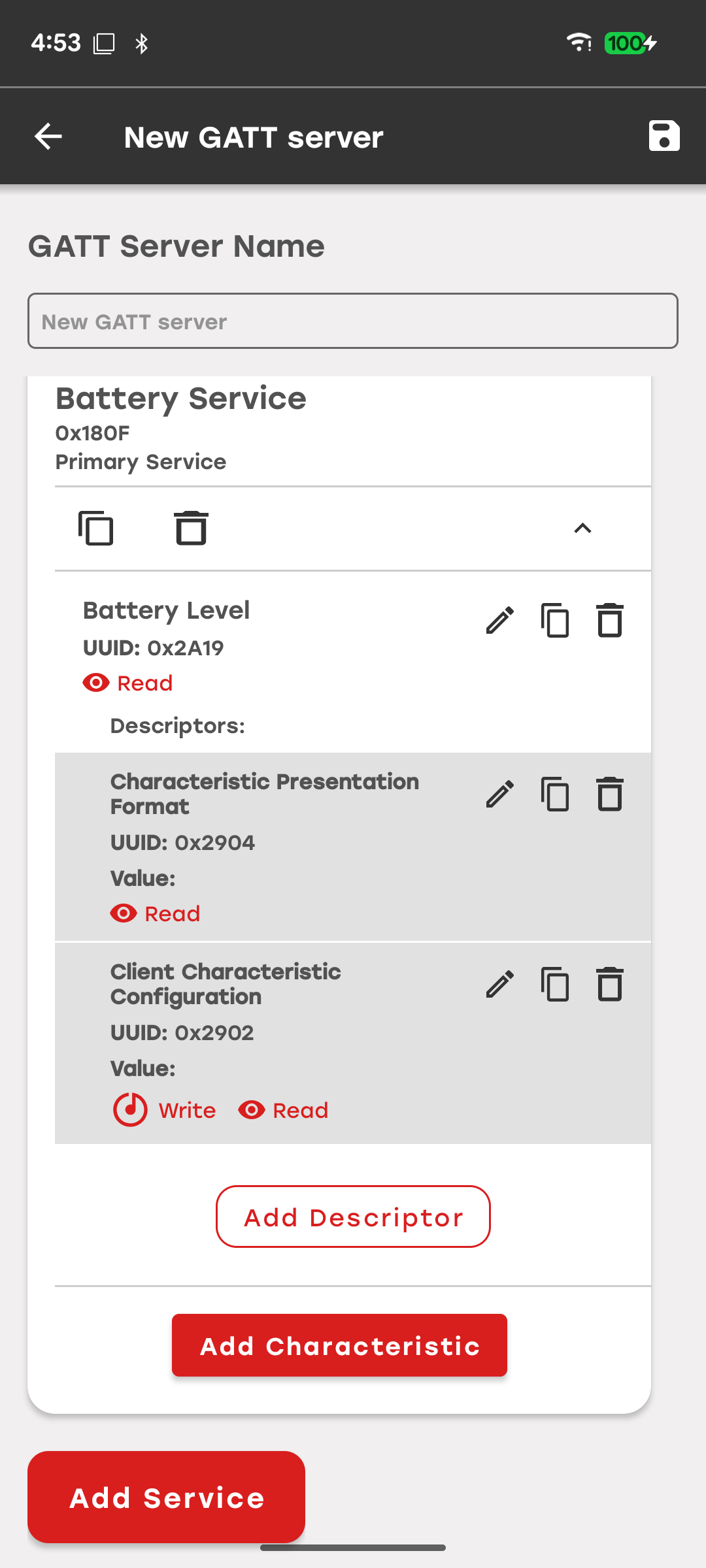 GATT Configurator Service Details