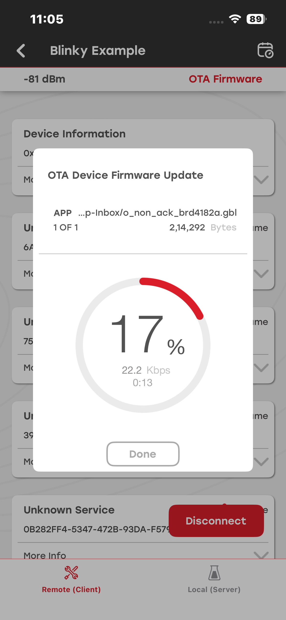 OTA setup view