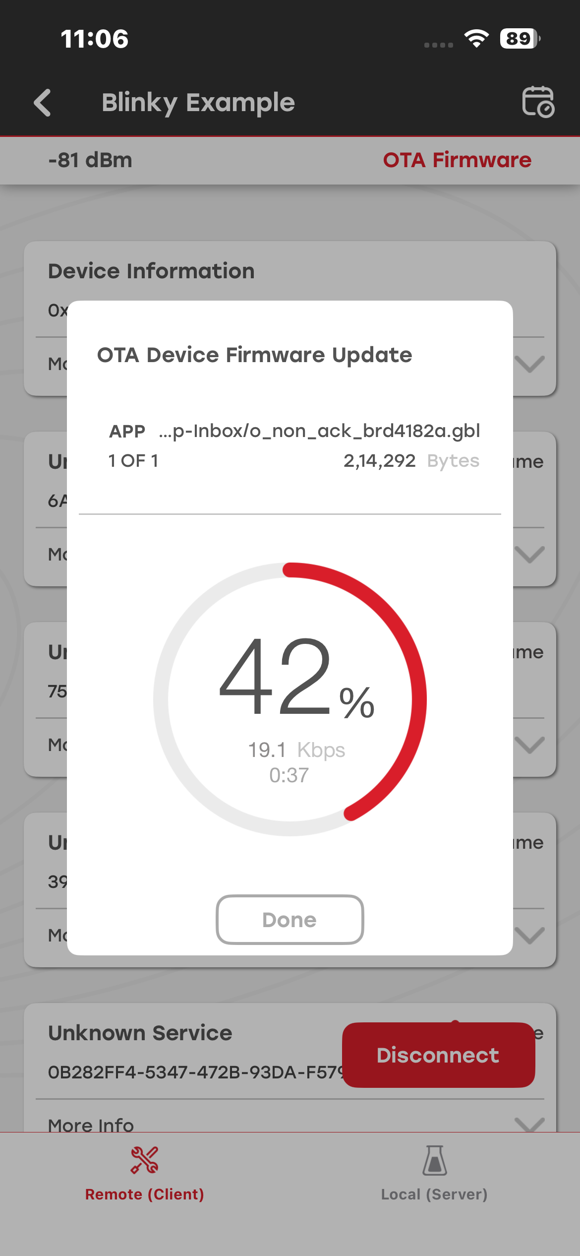 OTA setup view